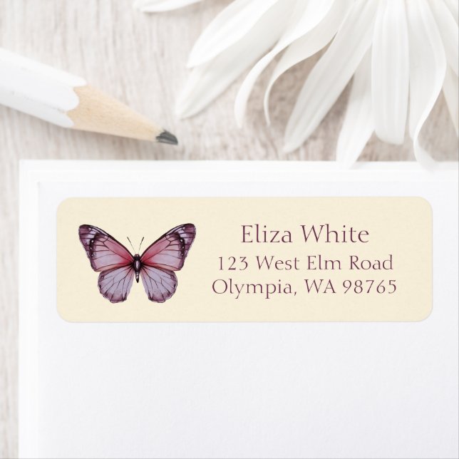 Elegant Butterflies Bridal Shower Address CUSTOM Label (Insitu)