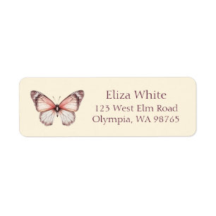 Elegant Butterflies Bridal Shower Address CUSTOM Label