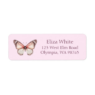 Elegant Butterflies Bridal Shower Address CUSTOM Label