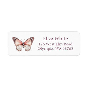Elegant Butterflies Bridal Shower Address CUSTOM Label