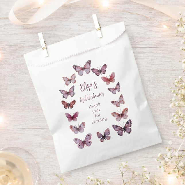 Elegant Butterflies Bridal Shower Arch CUSTOM Favor Bag (Clipped)