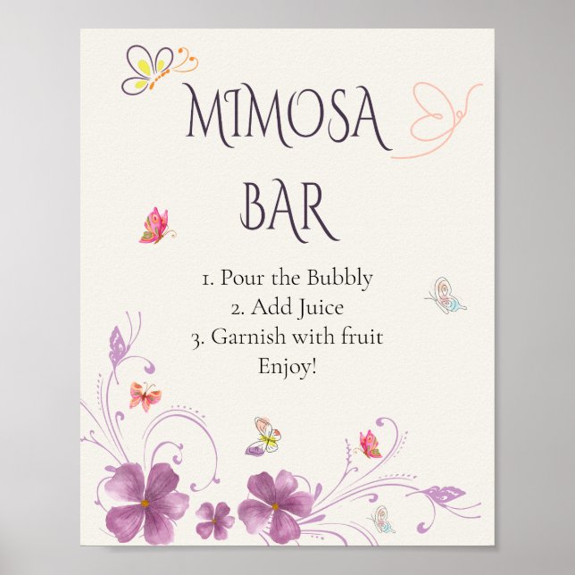 Elegant Butterflies Bridal Shower Cards and Gifts Poster (Front)