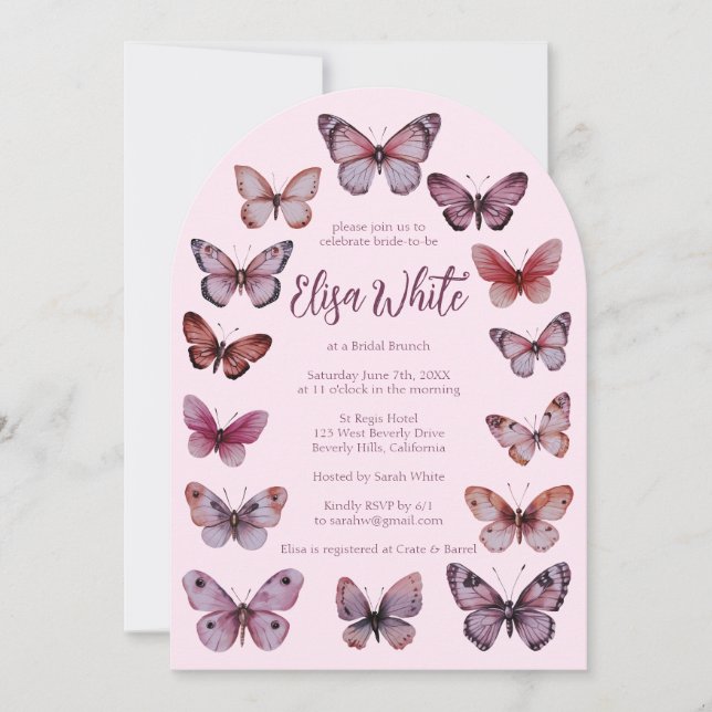 Elegant Butterflies Bridal Shower CUSTOM Arch Invitation (Front)