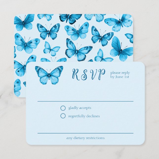 Elegant Butterflies Bridal Shower CUSTOM RSVP Enclosure Card (Front/Back)