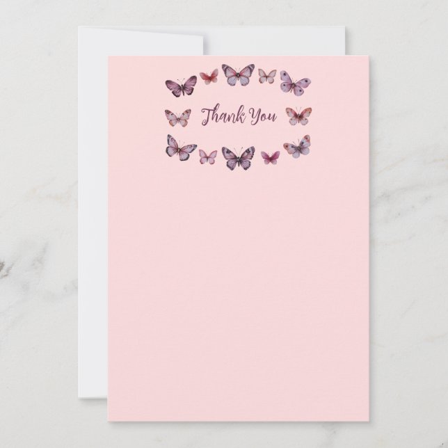 Elegant Butterflies Bridal Shower CUSTOM Thank You Card (Front)
