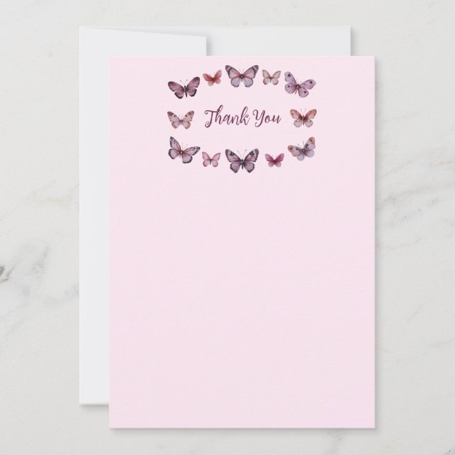 Elegant Butterflies Bridal Shower CUSTOM Thank You Card (Front)