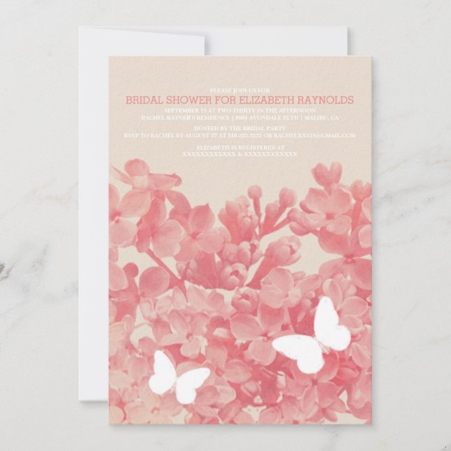 Elegant Butterflies Bridal Shower Invitations (Front)