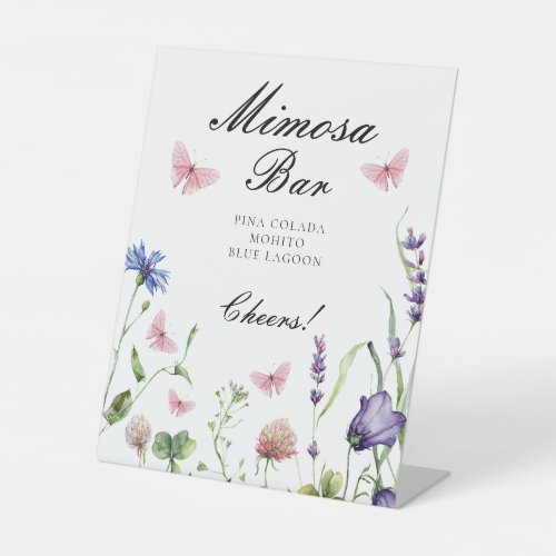 Elegant Butterflies Bridal Shower Mimosa Bar Pedestal Sign