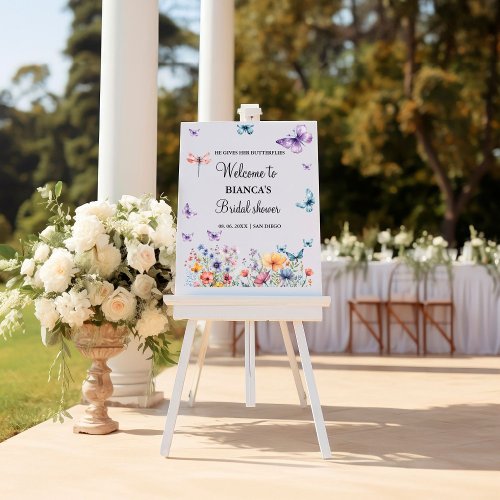 Elegant Butterflies bridal shower Welcome sign