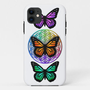 Elegant butterflies colorful flower of life iPhone 11 case