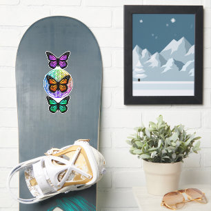 Elegant butterflies colorful flower of life sticker