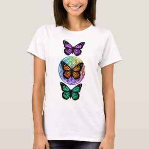 Elegant butterflies colorful flower of life T-Shirt