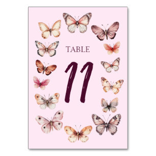 Elegant Butterflies CUSTOM Wedding Table Number