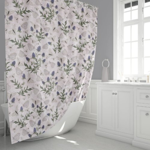 Elegant Butterflies Floral Shower Curtain