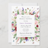 Elegant Butterflies & Flowers Bridal Shower  Invitation (Front)