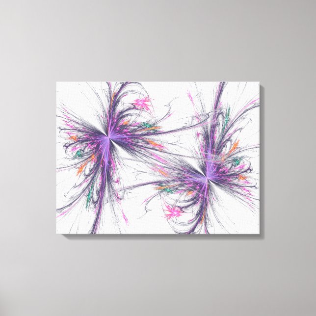 Elegant Butterflies Fractal Wrapped Canvas Print (Front)