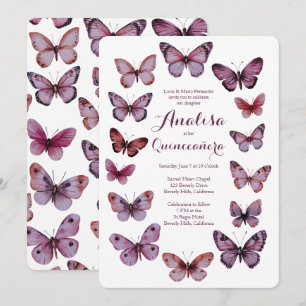 Elegant Butterflies Frame Quinceañera CUSTOM Invitation