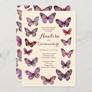Elegant Butterflies Frame Quinceañera CUSTOM Invitation