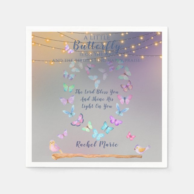 Elegant Butterflies Heart Birds  Napkins (Front)