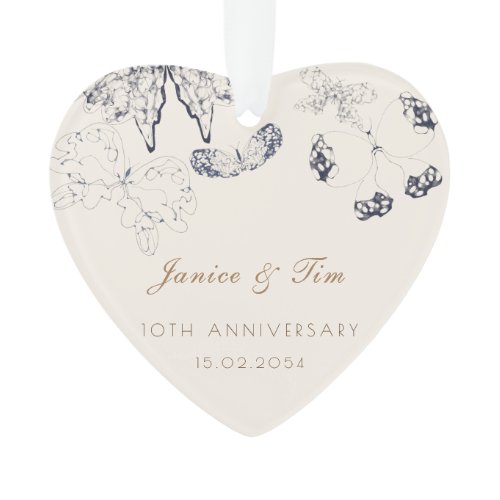 Elegant Butterflies Keepsake Wedding Anniversary Ornament