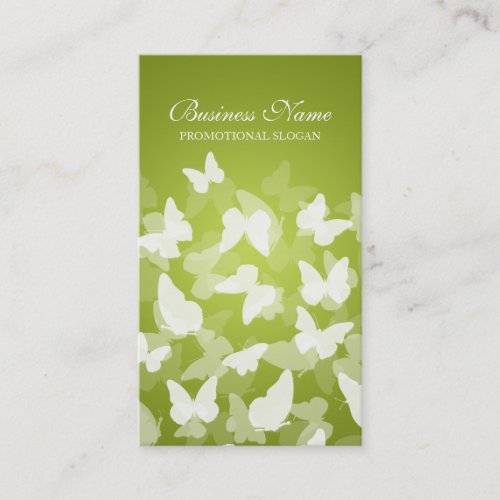 Elegant Butterflies Lime Green Professional Business Cards