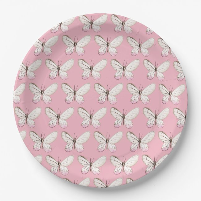 Elegant Butterflies Pattern | Pink Paper Plates