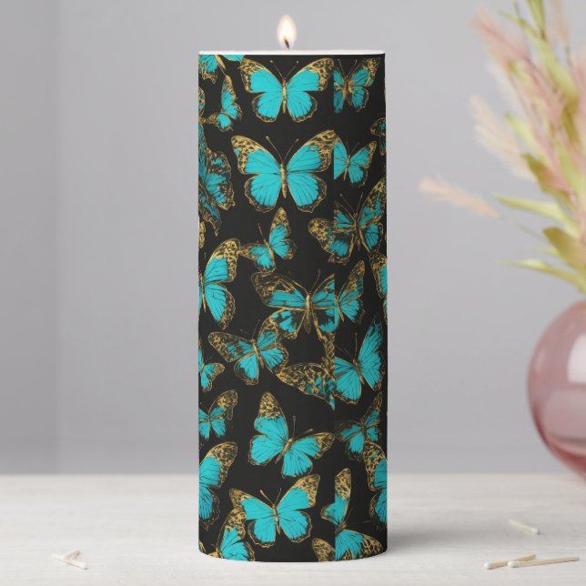 elegant butterflies pillar candle (In Situ)