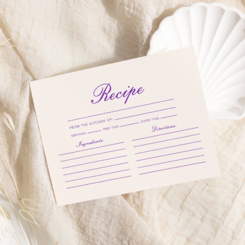 Elegant Butterflies Recipe Bridal Shower Enclosure Card