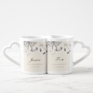 Elegant Butterflies Stylish Wedding Anniversary Coffee Mug Set