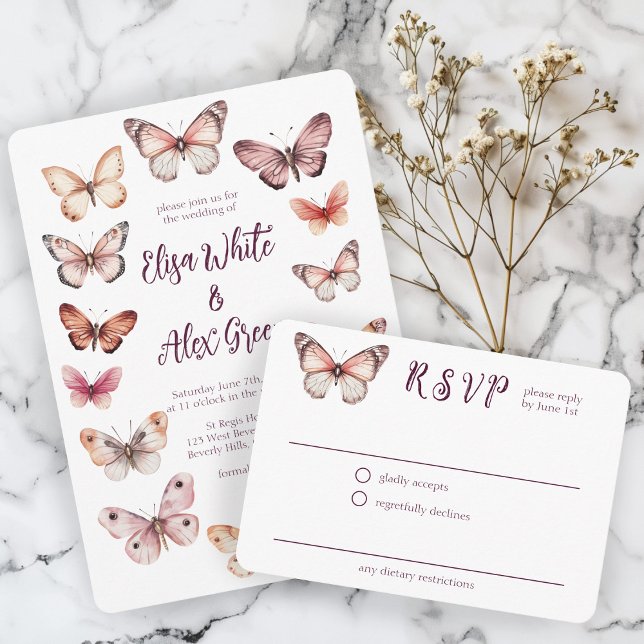 Elegant Butterflies Wedding CUSTOM RSVP Enclosure Card (Elegant Butterflies Wedding CUSTOM RSVP Response Enclosure Card
)