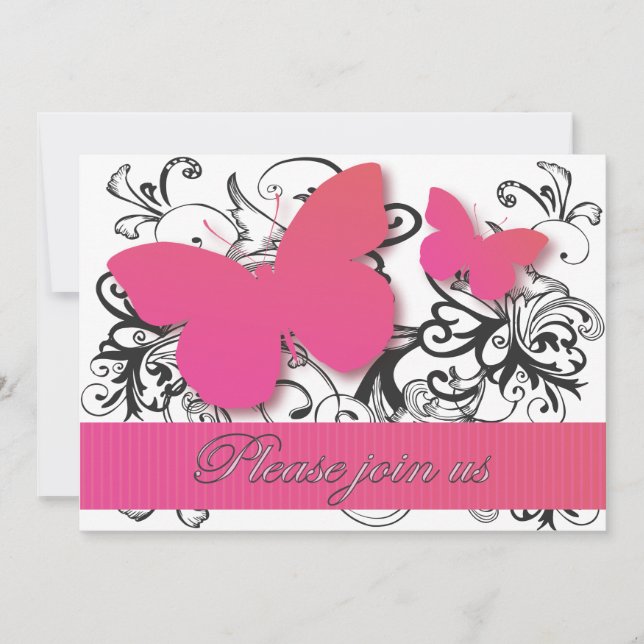 Elegant Butterflies Wedding Invitations (Front)