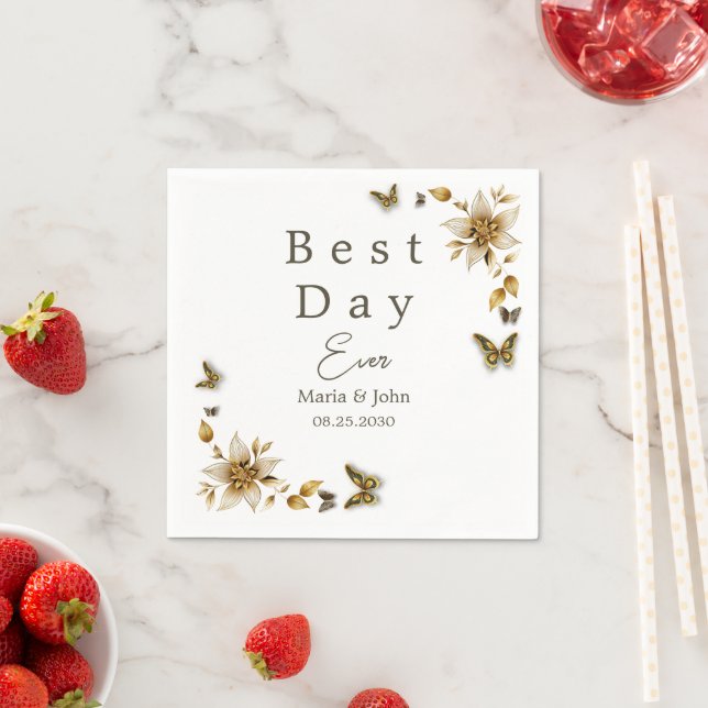 Elegant butterflies Wedding Napkins (Insitu)