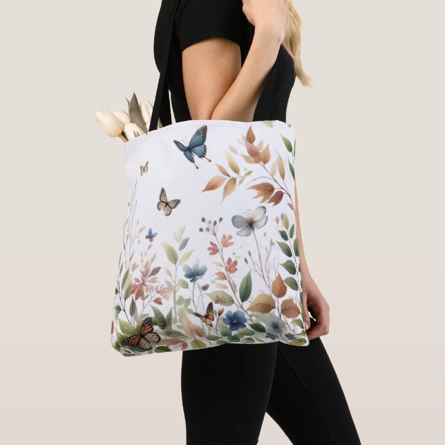 Elegant Butterflies with Lush Foliage Tote Bag (Close Up)