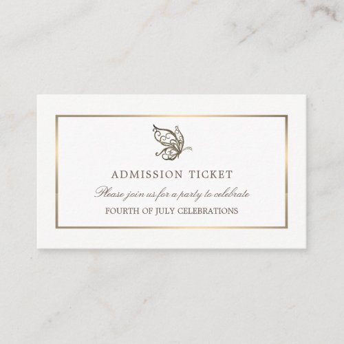 Elegant Butterfly Admission Ticket Enclosure Card