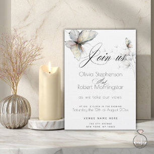 Elegant Butterfly and Dandelion Puff Pastels Ink Invitation