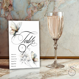 Elegant Butterfly and Dandelion Puff Pastels Ink Table Number