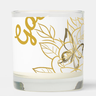 Elegant butterfly and flower Gold Bride's candle