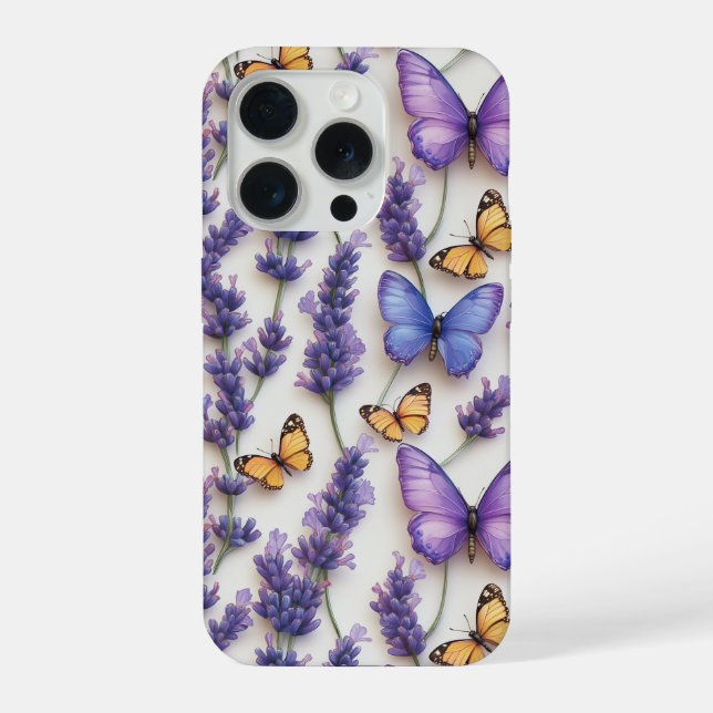 Elegant Butterfly and Lavender Design  iPhone Case (Back)