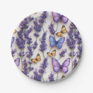 Elegant Butterfly and Lavender Design Paper Plates