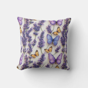 Elegant Butterfly and Lavender Design  Throw Pillow