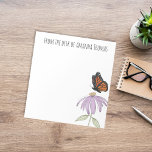 Elegant Butterfly and Purple Flower Stylish Notepad<br><div class="desc">This design features a charming whimsical orange-yellow realistic nature wildlife monarch butterfly butterflies insect. a trendy from the desk of,  elegant modern stylish simple,  minimalist chic script,  basic personalized name,  customized notepads,  classic template stylish perfect,  great for a to do list or grocery shopping lists</div>
