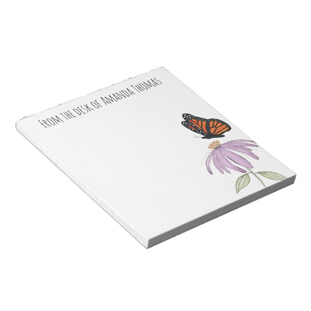 Discover Elegant Butterfly and Purple Flower Stylish Notepad