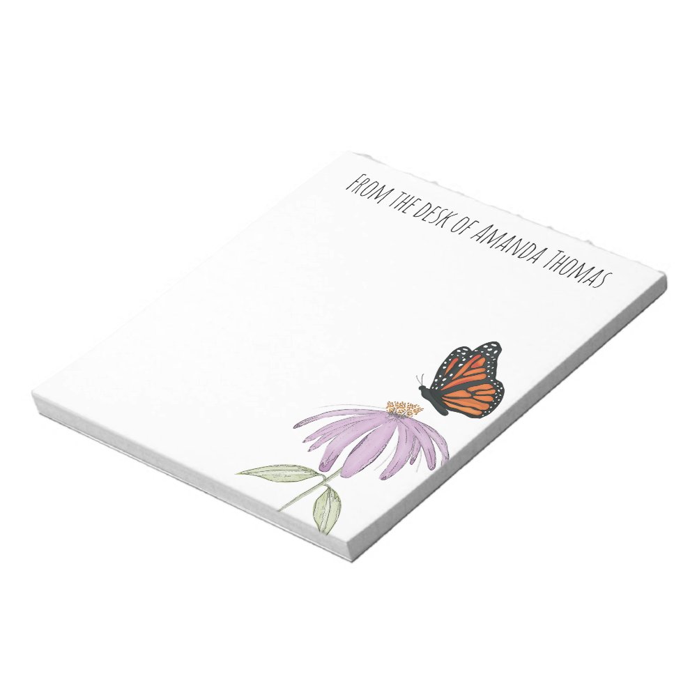 Discover Elegant Butterfly and Purple Flower Stylish Notepad