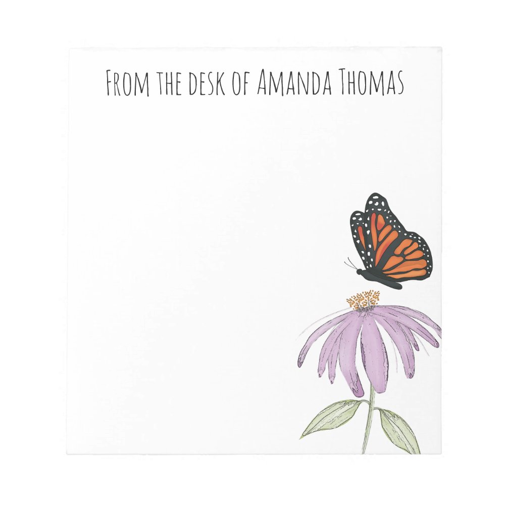 Discover Elegant Butterfly and Purple Flower Stylish Notepad