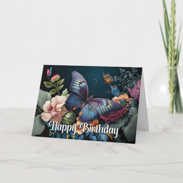 Elegant Butterfly Art Happy Birthday Card (Front)