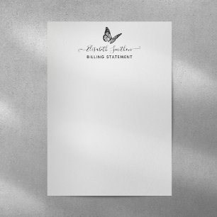 Elegant Butterfly Beautician Billing Statement Letterhead