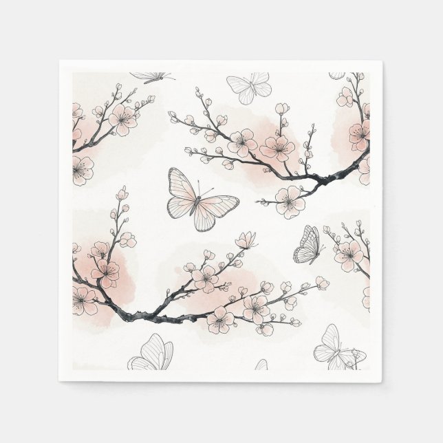 Elegant Butterfly Blossom (10) Napkins (Front)