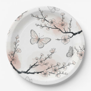 Elegant Butterfly Blossom (10) Paper Plates