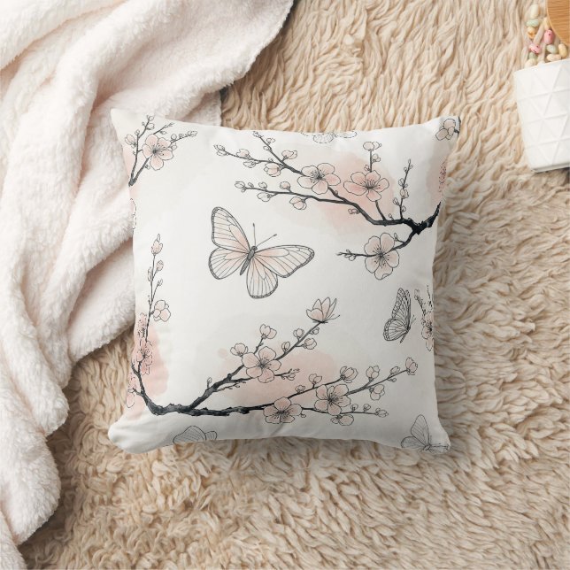 Elegant Butterfly Blossom (10) Throw Pillow (Blanket)