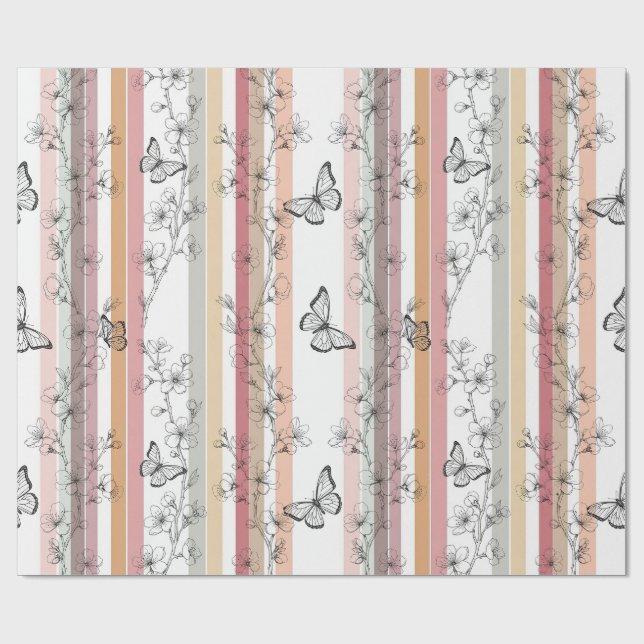 Elegant Butterfly Blossom (10) Wrapping Paper (Flat)
